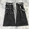 Women Punk Lace Up Straps Flared Leg Warmers Japanese Harajuku Eyelets Knee Length Foot Cover Long Tube Socks Streetwear