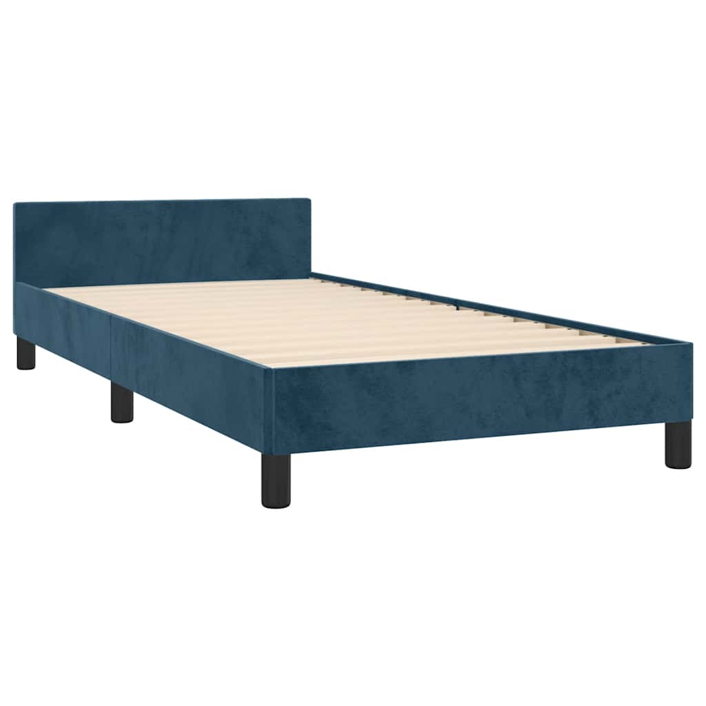 Bed Frame without Mattress Dark Blue 90x200 cm Velvet