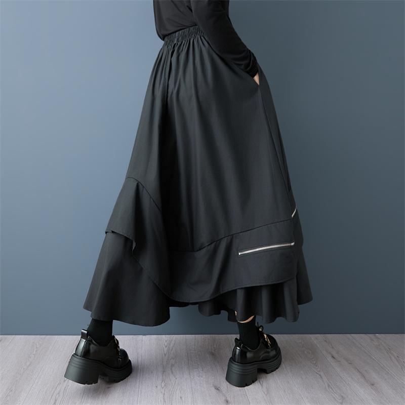 Plus Size High Waist Black Vintage Spring Autumn Casual Loose Long for Woman Skirts Womens Skirt
