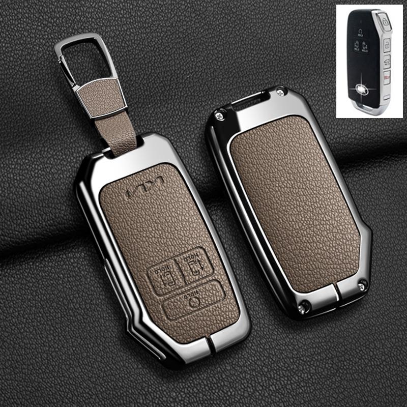 7 Buttons Car Key Case Cover for Kia K5 K3 K4 Sportage Carnival Sedona Zinc Alloy Leather Shell Fob Holder Keychain Accessories
