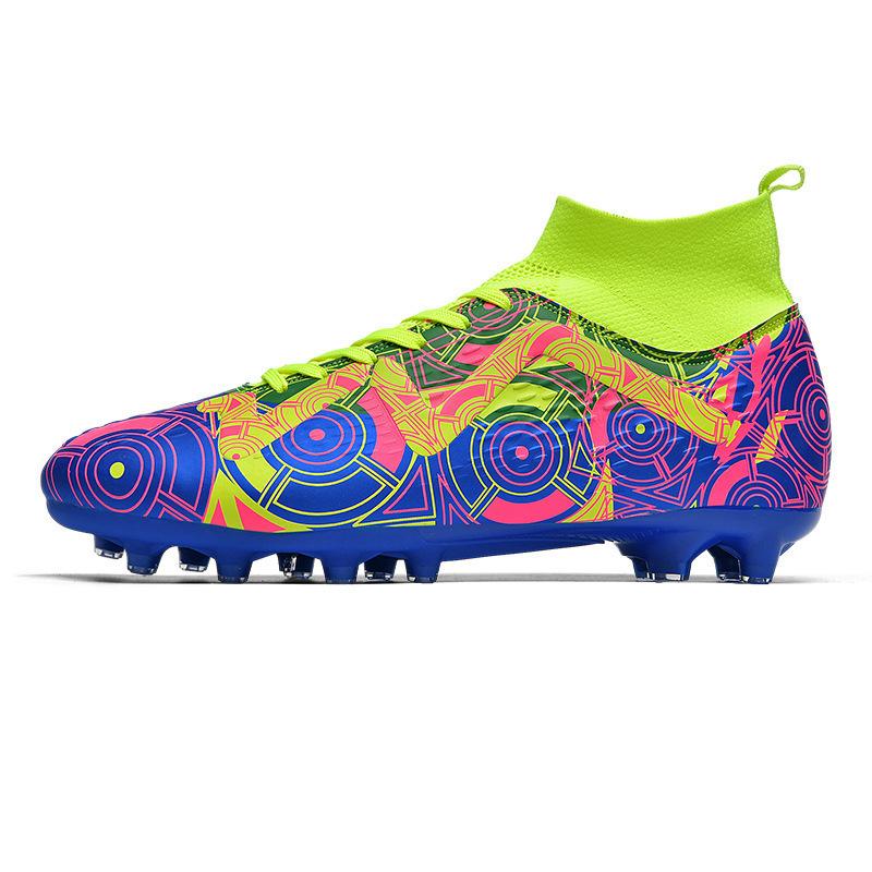 High-top Football Shoes Tf Broken Nails Artificial Turf AG Nails Leather Feet Boys and Girls Children and Adolescents Students Training Shoes