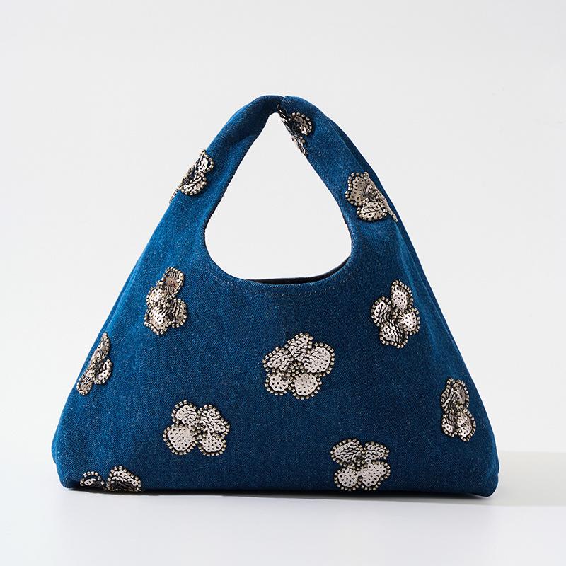 Women s Starlight Dream New Creative Tote Bag Cowboy Handbag Retro Exquisite Flower Sparkling Piece Women s Small Bag