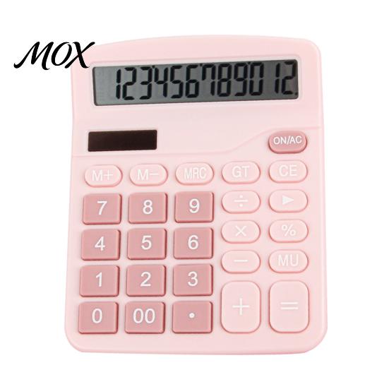 Dual Power Desktop Calculator Solar And Battery Calculator, Large LCD Display Portable Office Durable ABS Material Macaron Pink Blue for Financial