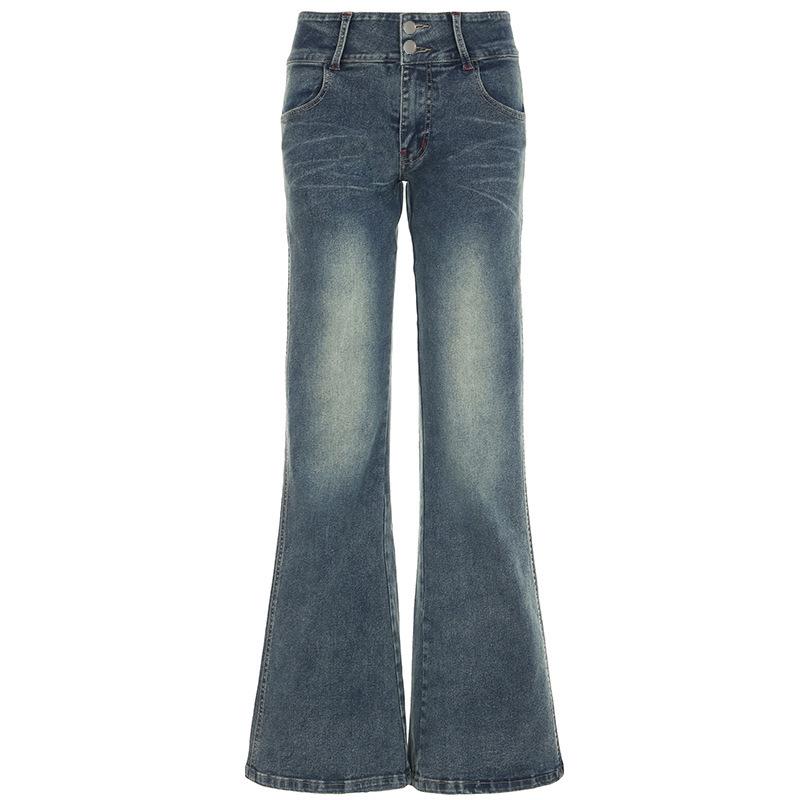 

Personalized Low-Waist Retro Jeans - Slimming Straight & Loose Wide-Leg Style Medium темно-синий