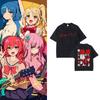 Gewaschenes Vintage Anime Bocchi The Rock Gotoh Hitori Grafik T-Shirt Herren Damen Freizeit Baumwolle Übergroße T-Shirts Streetwear Unisex