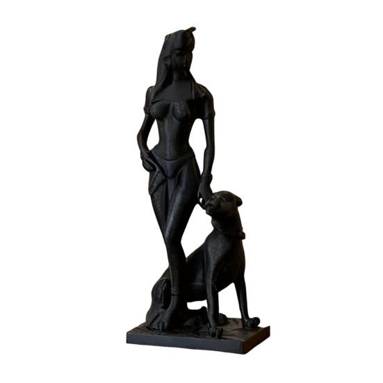 3D Printed Women And Egyptian Goddess Dog Figurine Dog