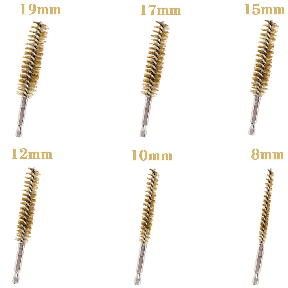 Cleaning Brush Hex Shank Threaded Bore Wire Inner Cylinder Brass Wire Brush Hand Polishing Tool Set Set, Brush, Brush, Brush, Brush, Set, Tool, (8mm,