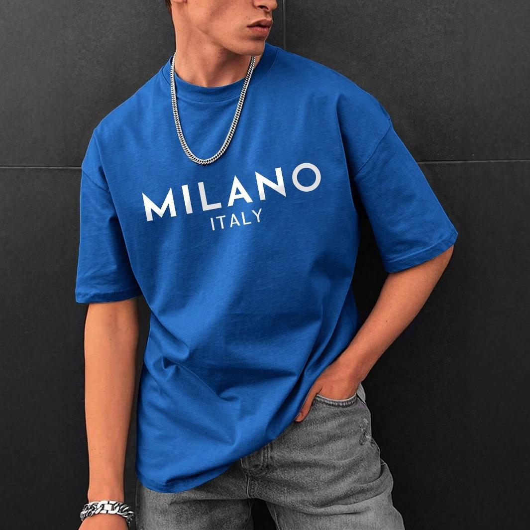 

Буквенный принт Круглый вырез Короткий рукав 5XL