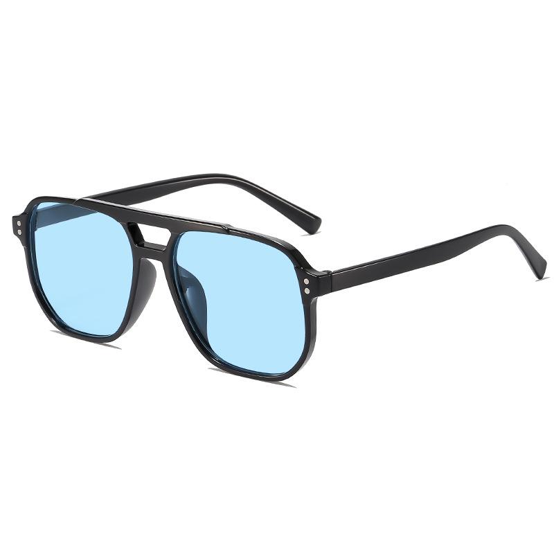 Retro Double Bridge Oversized Sunglasses with Ocean Lens – Fashionable Sun Protection Glasses