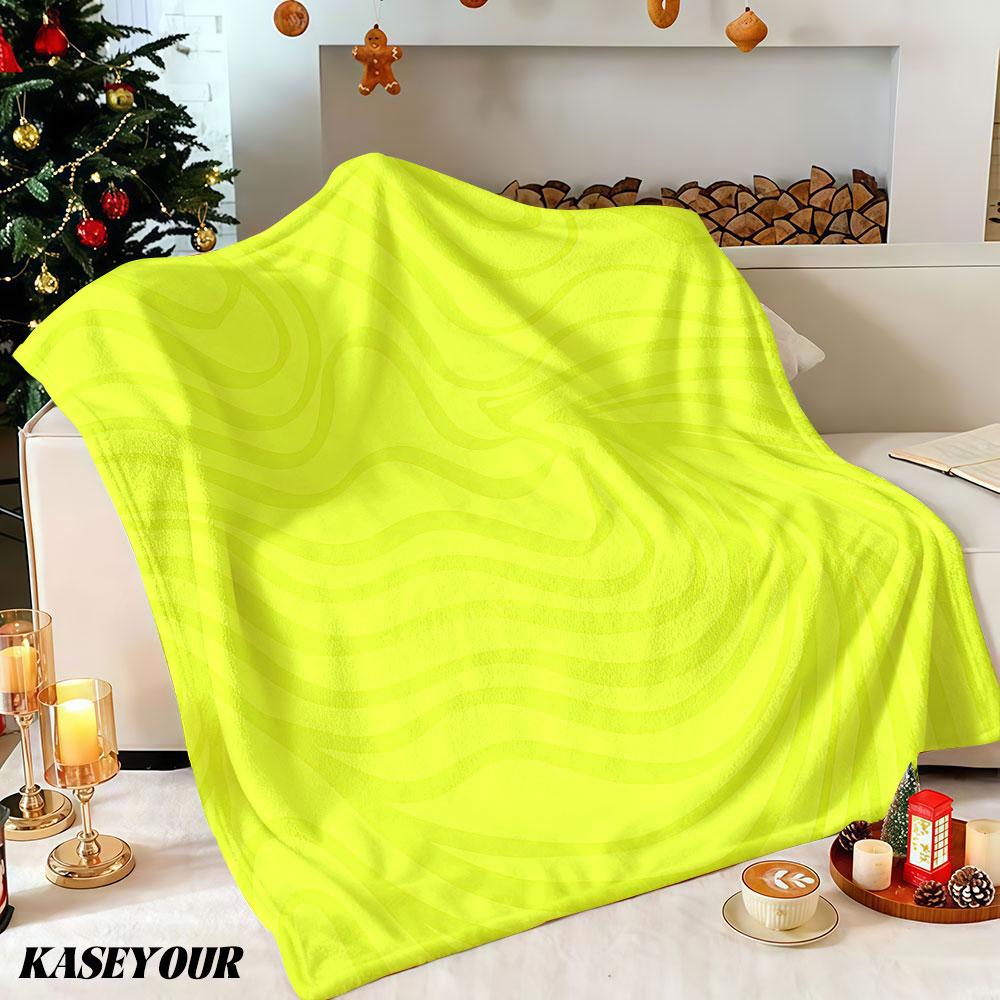 Neon Yellow Swirl Winter Summer Flannel Blanket Throw Fleece Soft Fuzzy Plush Cozy Fleece Blankets For Sofa Ideal Gifts