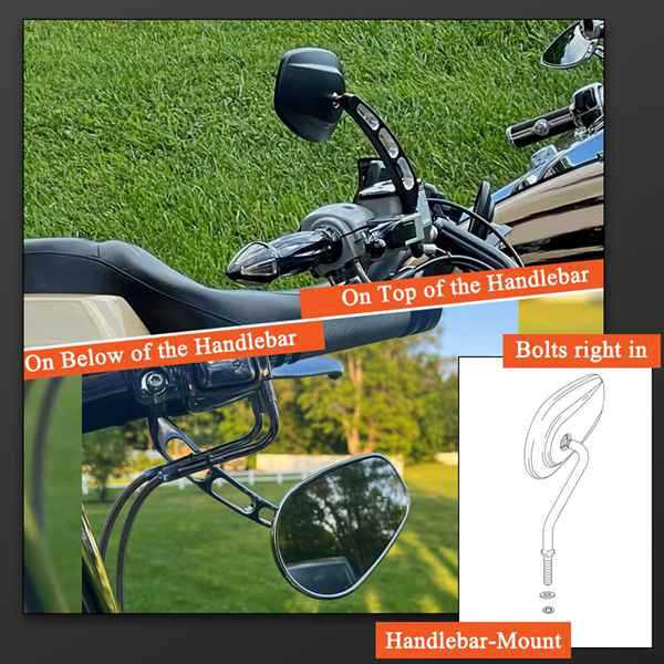 2 Silver Aluminum Rearview Mirrors for Harley D