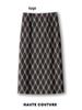 Women's Fashionable Retro Plaid Skirt - Autumn 2025 Style, Petite High Waist, Hip-Hugging Brown Slit Design