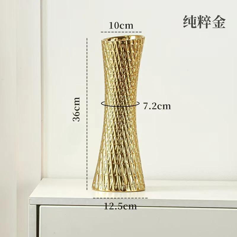 Ceramic Vase Gradual Dazzling Guangzhou Tower Porch Living Room Light Luxury Decoration Small Waist Hydroponic Flower Device New