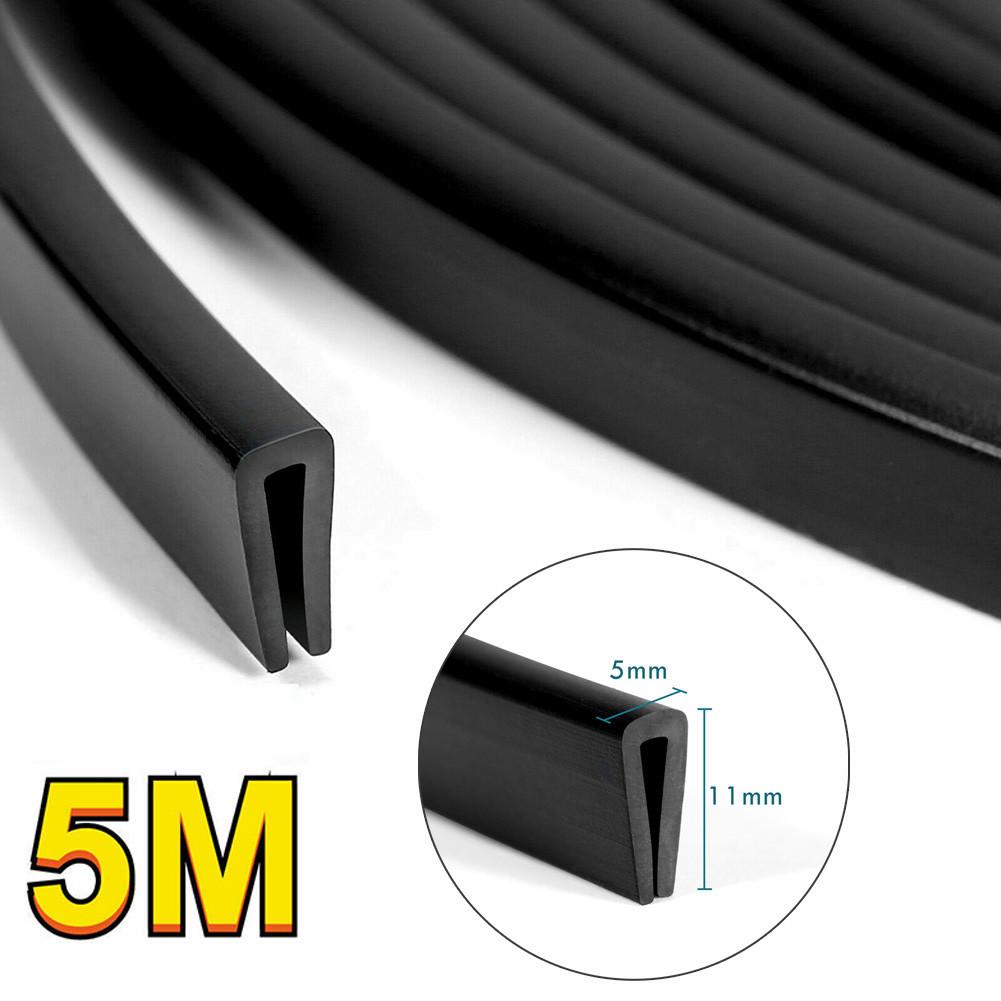 5M Car Door Edge Protector Strip Trim U Shape Rubber Guard Seal 11mmx5mm Rubber Protective Sealing Strip Door Edge Strip Interior Mirrors 6