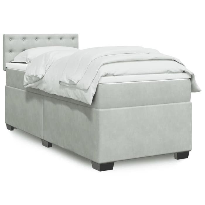 VidaXL Slatted Bed Base and Mattress Light Grey 80x200 Cm Velvet, Bed, Platform Bed, Panel Bed, Furniture of 3288474