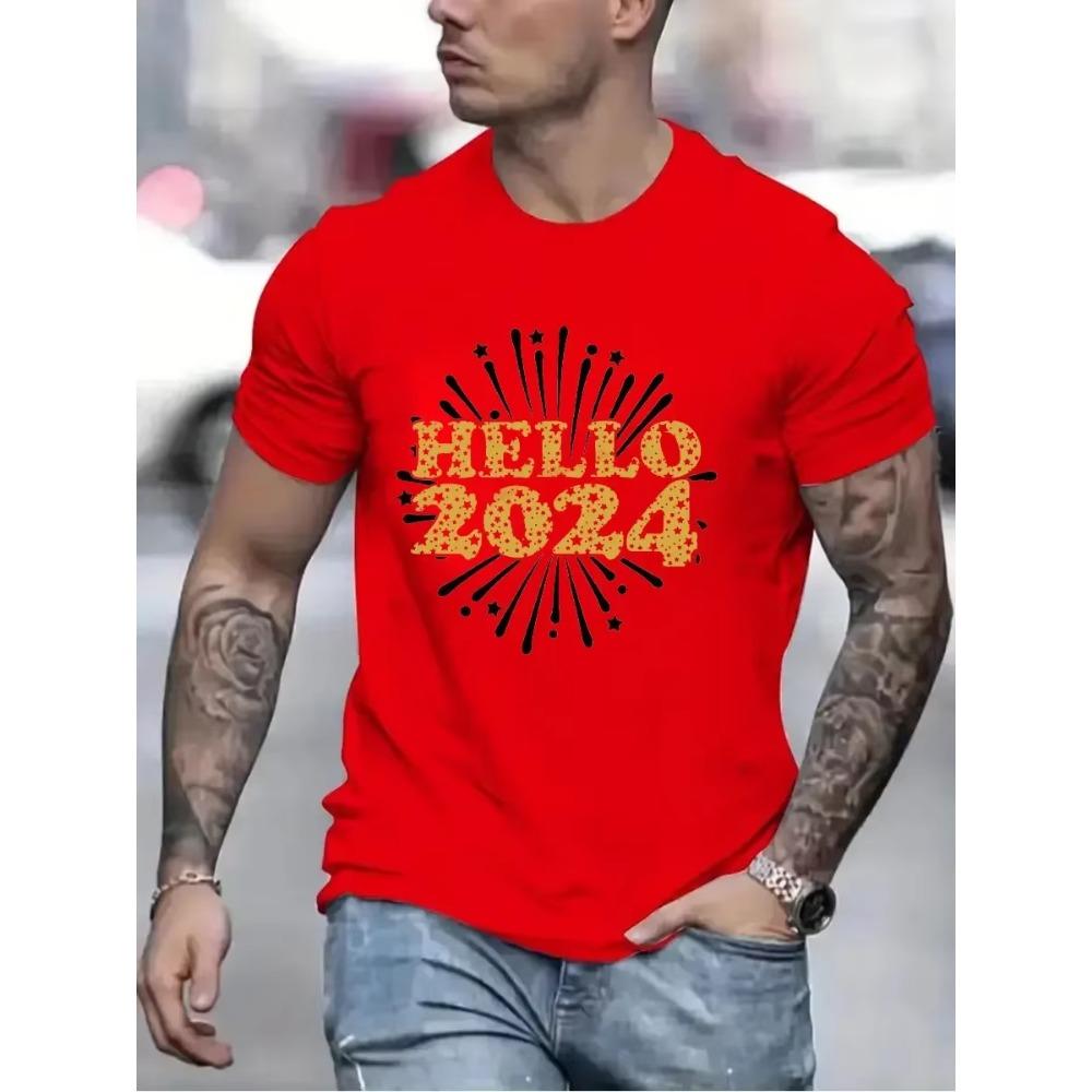 Hello 2024 Fashion T-shirts for Women Men Clothing Happy New Year 2024 Men Large Size T-shirt Hipster Cheers To 2024 Tshirts Top