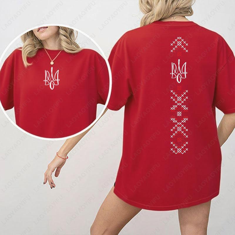 

Ukraine Flag Graphic Shirt Symbol Tryzub Ukrainian Patriotic Tees Trendy Twosided Printed Cotton Tshirt Unisex Women Casual Tops 4XL
