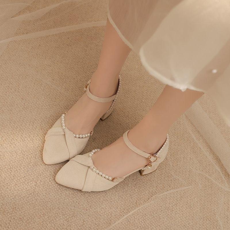 Summer Chinese Style Flat Shoes With Pu Upper And Artificial Pearl Decor For Women