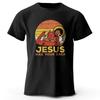 Funny Jesus Printed 100% Cotton T Shirt, Soft & Breathable Round Neck Short Sleeve Tee, Unisex Quirky & Humorous Style