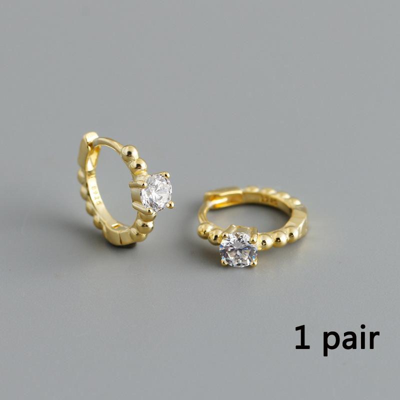 

Модные серьги-пряжки из серебра S925 со стразами, аксессуары, изысканные маленькие серьги из золота для женщин, тренд 2024 года, роскошь 1 pair золотистый