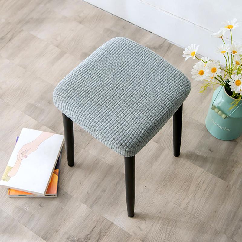 1Pc Stool Cover Dustproof Polyester Elastic Stool Chair Covers Removable Square Seat Cover Solid Color Chair Covers