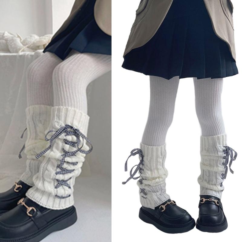Fashion Leg Warmers for Little Girls Knee High Socks for Dress Toddler Slouchy Lace Up Bowknot Socks Thick Warm Leggings