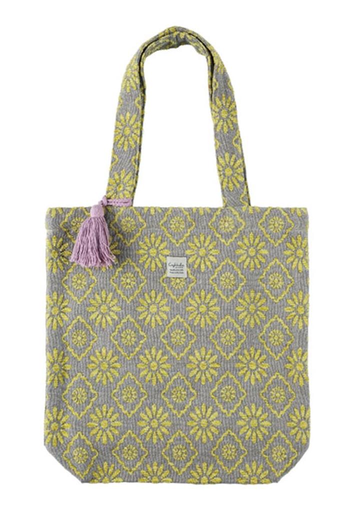 Friendshill Craft India Jacquard A4 Tote Sana Light Gray Bag, CS-103-333