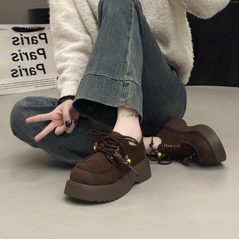 Platform British Style Small Leather Shoes Women's Autumn 2025 New Boken Women's Shoes Retro Big Head Single Shoes Brown Loafers