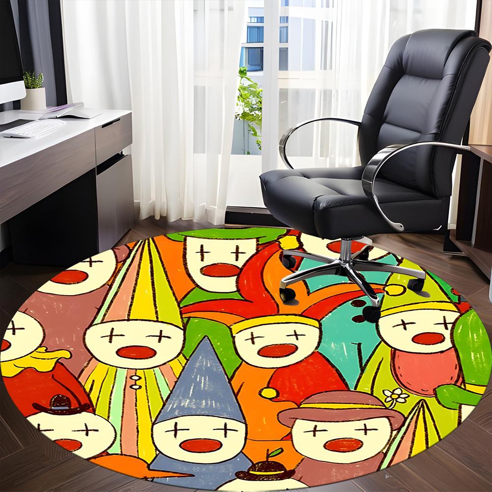 1pc Clowns Office Round Area Rug, Indoor Mat Suitable For Office, Under Office Chairs Bedroom Living Room Home Decor, Room Deco