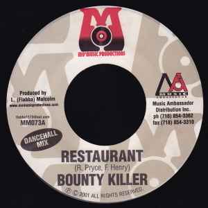 

7inch Record BOUNTY KILLER - Restaurant MM073 Mo Music Produ 2001 US Reggae, Ska & Dub Used
