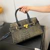 New Women's Bag Trendy Premium Texture Crocodile Pattern Platinum Bag Portable Single Shoulder Oblique Span