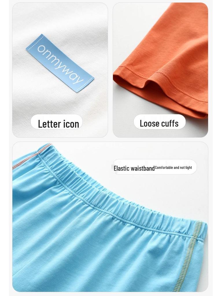 Kids' Summer Cotton Pajamas: Boys' Short Sleeve Lightweight Home Set for Tweens