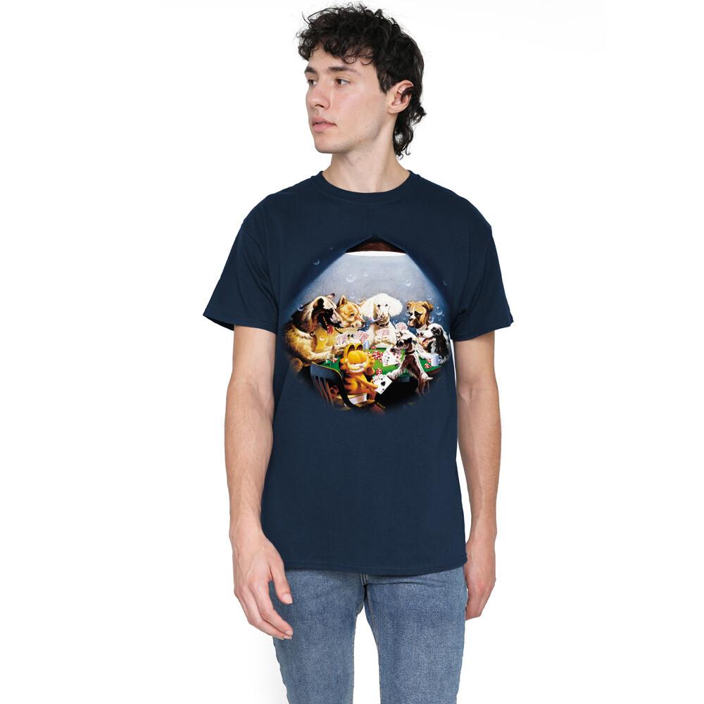 Garfield Playing With The Big Dogs T-Shirt S-5XL Navy XXXXL