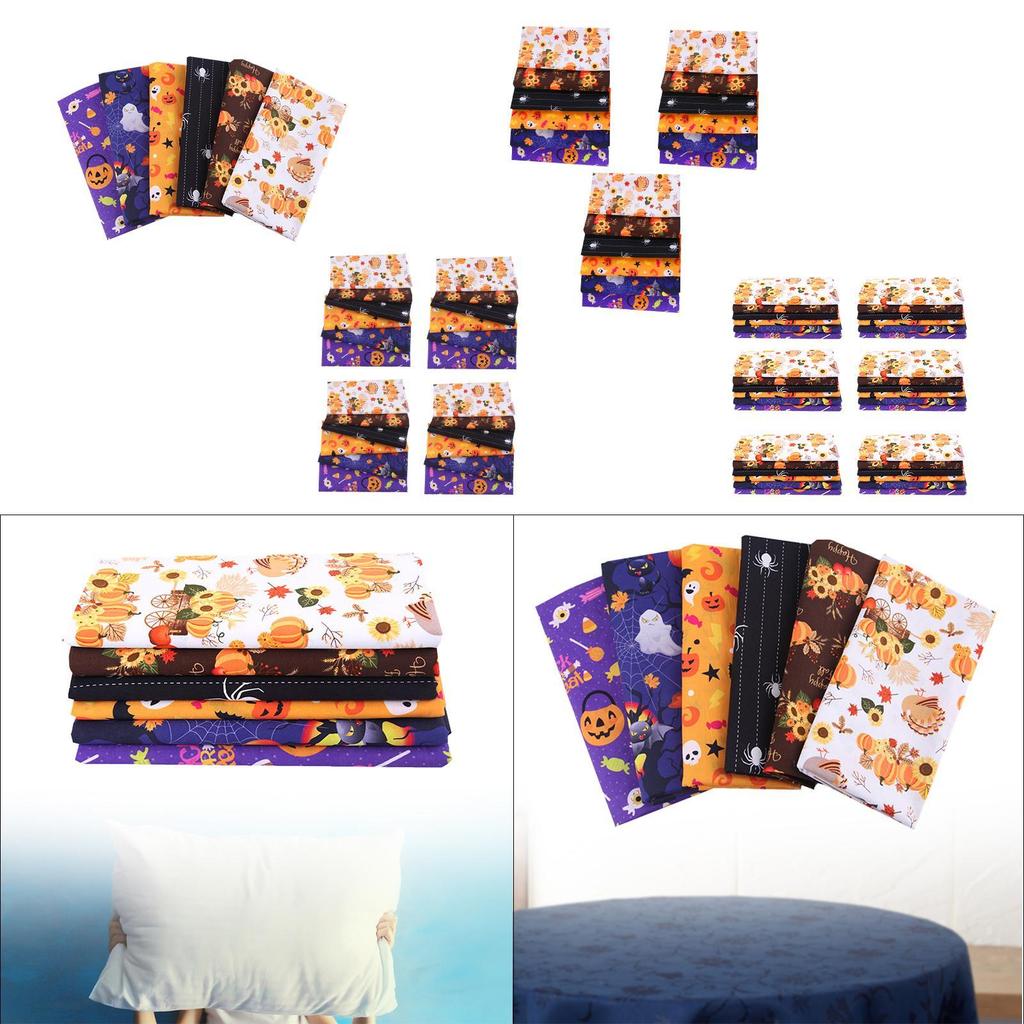 Halloween Cotton Fabrics Kit Crafting Quilting Handcrafted Soft Pumpkin Printed