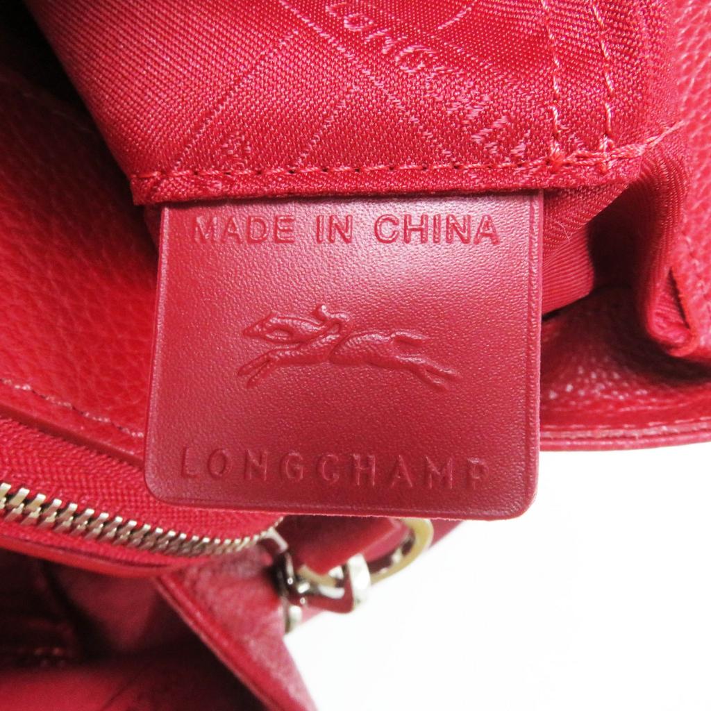 Excellent Longchamp Shoulder Bag Le flowne Logo engraved 2WAY handbag/ Red leather Women Used
