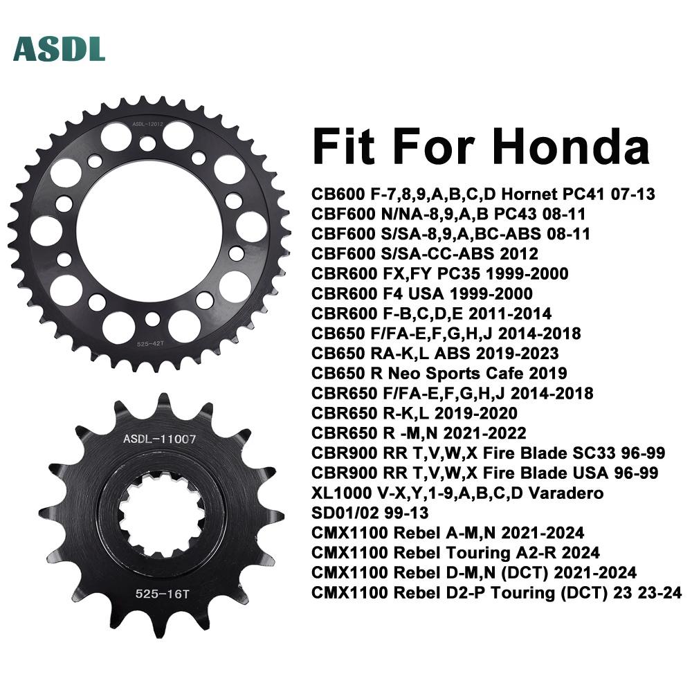 525 42T 16T Tooth Motorcycle Front and Rear Sprocket for CB600 CBF600 CBR600 CBR 600 CB650 CBR650 CBR900RR XL1000 CMX1100 Rebel