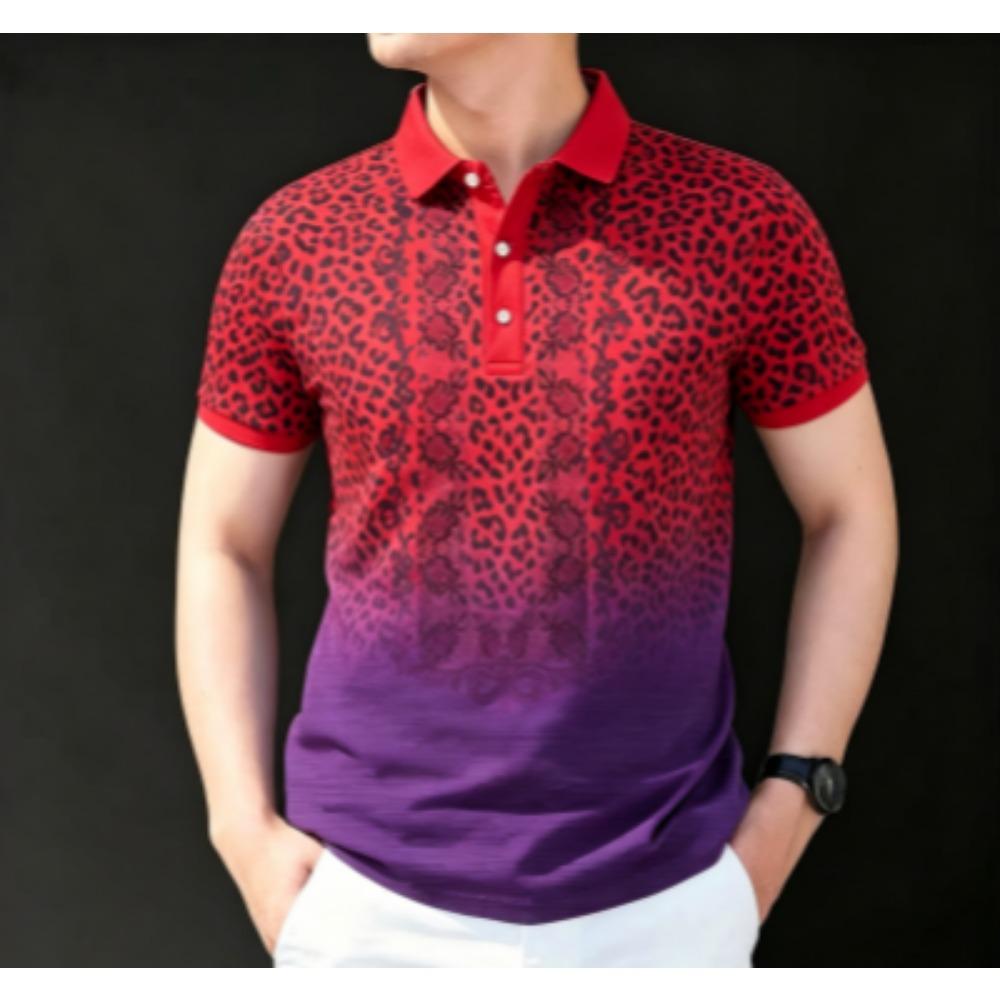 10 Color Leopard Print Polo Shirt Men s Outdoor Street Short Sleeve Tees Top Fashion Home Casual T-shirt Men s and Women s Polo Shirt S