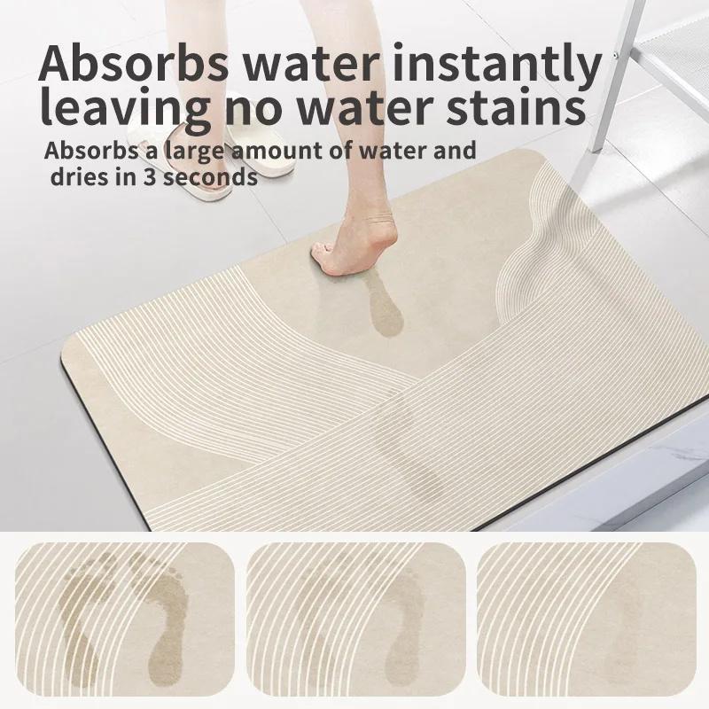 Diatomite Foot Mats Bath Mat Bathroom Absorbent Quick Dry Diatomite Mud Toilet Rug Shower Pad For Living Room Washable