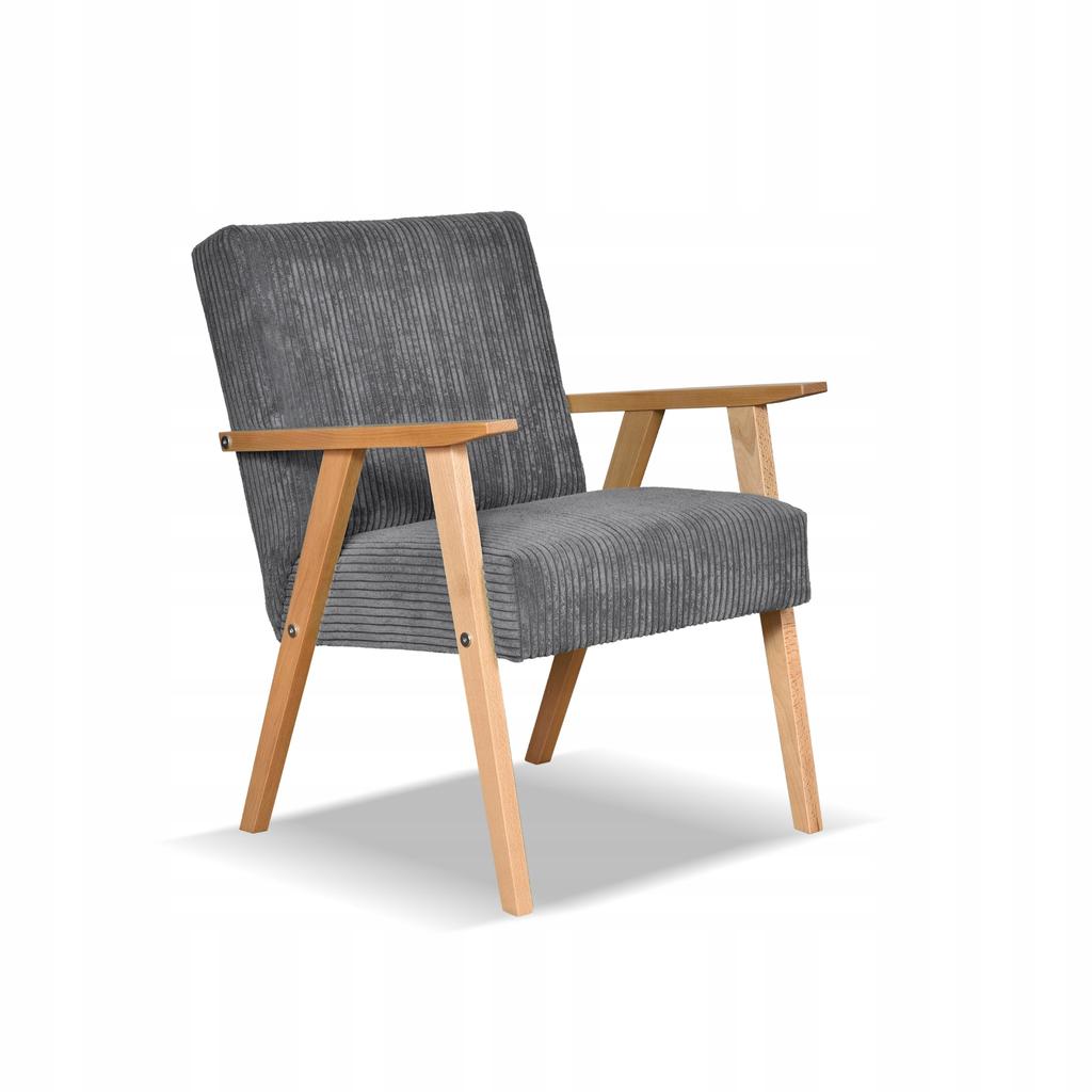 Fotel PRL zestaw retro vintage SOLER Family Meble grafitowy sztruks Anafi