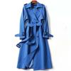 Elegant Women British Jackets Fashion Autumn Winter Widebreaker Streetwear Midi Coats Casual Office Lady Button Slim Chic Coat