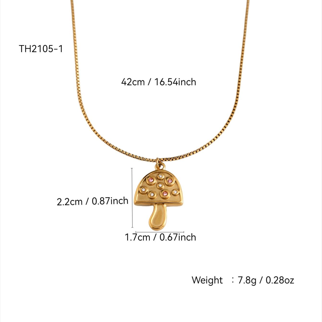 

Мода Индивидуальность Милый Креативный Нишевый Покрытый 18К Золотом из Нержавеющей Стали с Подвеской-Грибом с Бриллиантом Женский