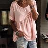 2026 New Women's Summer Solid Color Round Neck Short Sleeve Ruched Top T-Shirt