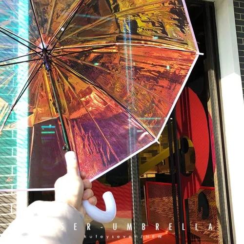 Colorful Rainbow Umbrella Transparent Color Changing Long Handle Umbrella Rain Women's Big Umbrellas Parapluie Girl Gift SY191