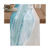 Summer Coastal Table Linens Beach Runner, Ocean Wave Rustic Linen Runner for Home House Party Decor Accessories
