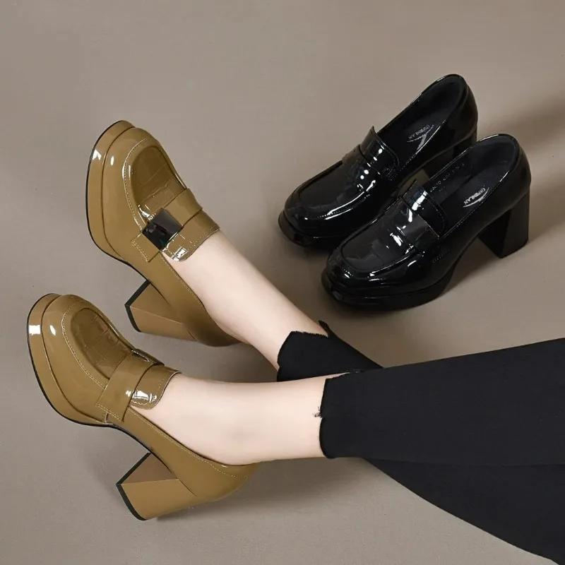 Mode Frühling und Herbst Mode Sexy Bequem Quadratische Zehe Einfarbig Metall Bankett Damen High Heels Damenschuhe Zapatillas Mujer