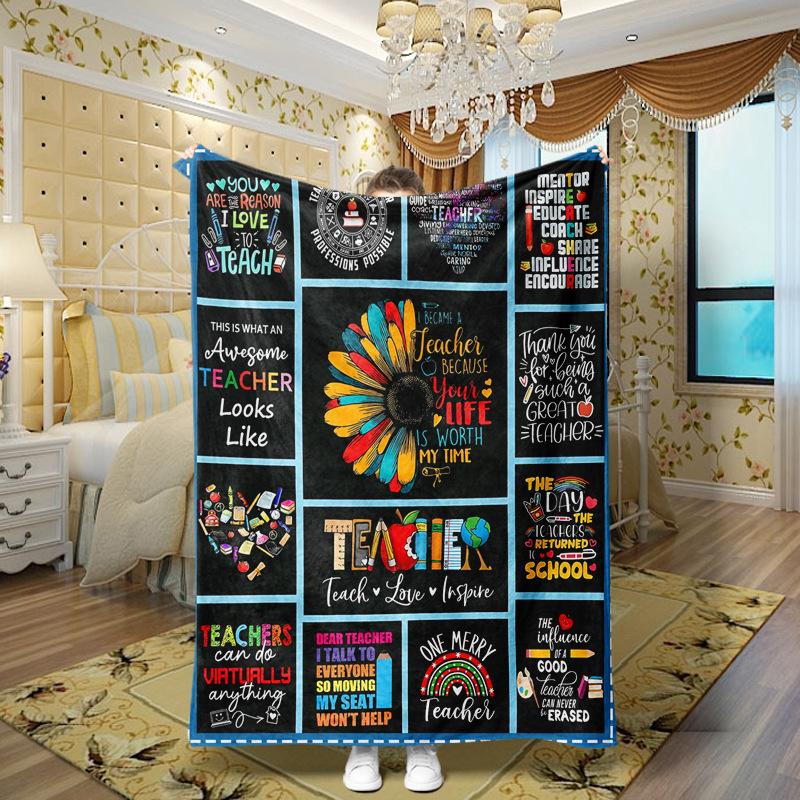 Love and Family Wishes digital-printed polyester Bedroom velvet flannel soft sofa cover blanket Fleece soft sofa cover blankets
