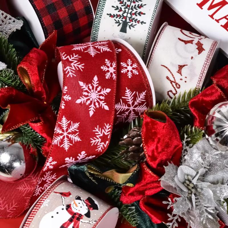 Christmas gift wrapping ribbon, DIY handmade satin bow tie ribbon,perfect for flower garlands, banners,Christmas,Thanksgiving