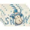 4/6pcs Set Blue Snowflake Cute Snowman Winter Holiday Christmas Placemats, Suitable for Home Kitchen, Dining Room, Parties, Indoor and Outdoor Dec