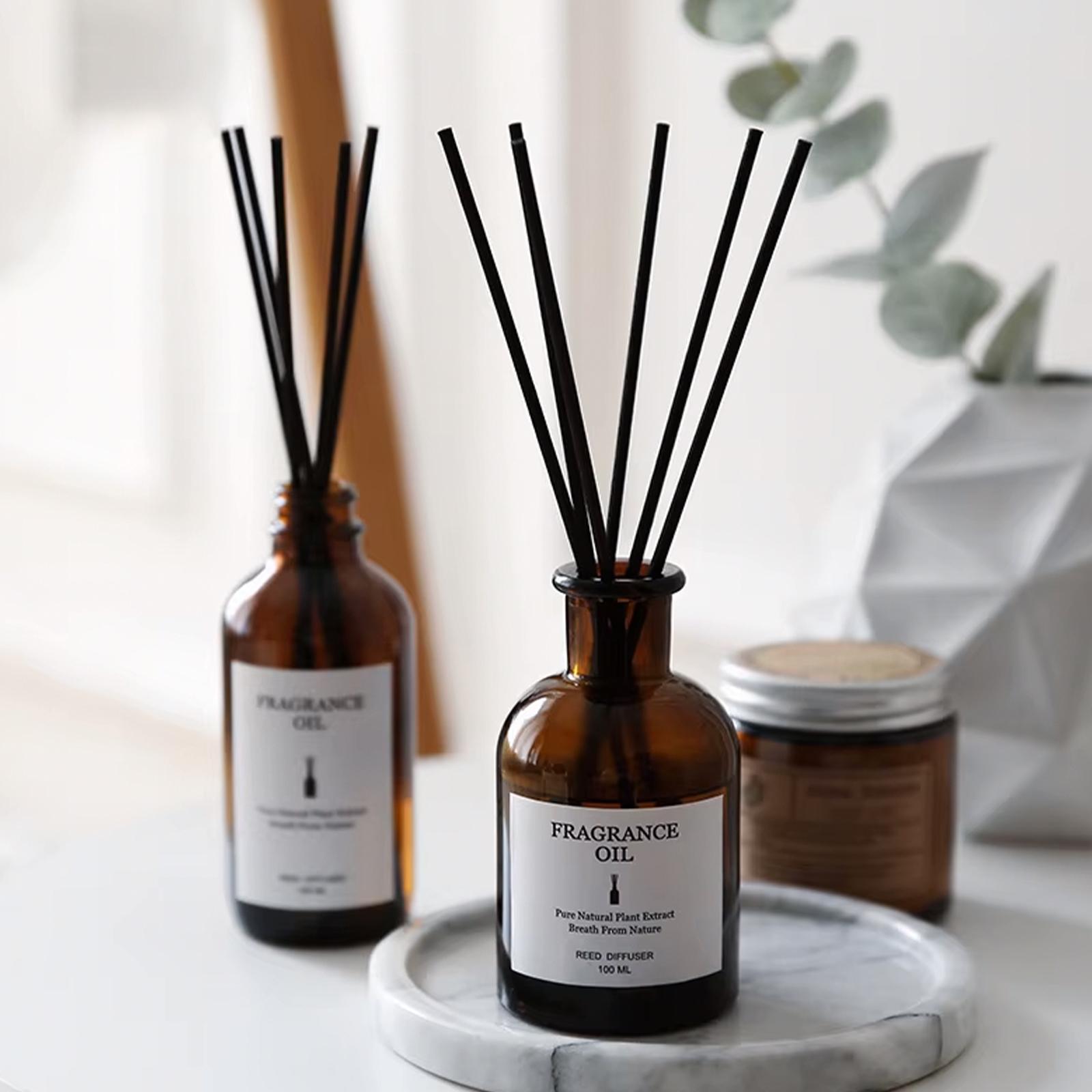 

12Pcs Amber Refillable Glass Diffuser Bottles - Empty Essential Oil Aromatherapy Containers for Home DIY & Decor 100ml&12Pcs