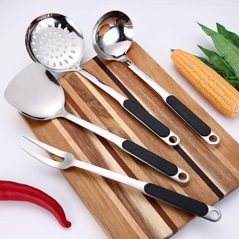 HANYANG Edelstahl-Rührspatel, Suppenlöffel, großer Trichter, Küchenutensilien, Verbrühschutz, Kochspatel, Suppenlöffel